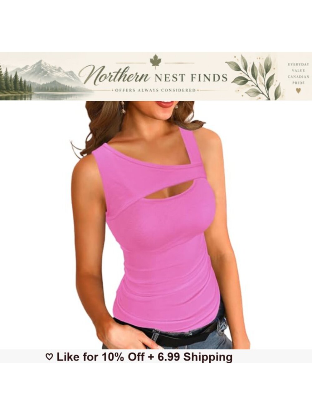 Womens Ribbed Cut Out Square Neck Fitted Sleeveless Tank Top